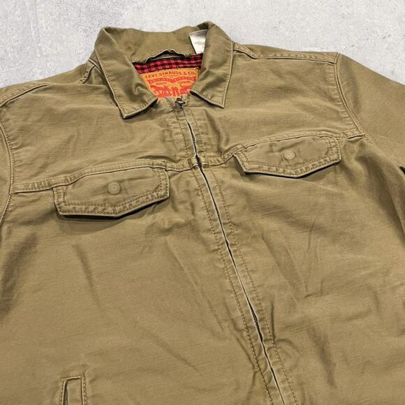 ★ Levi’s Khaki Tan Zip Up Utility Jacket w/ Plaid Lining by Levi Strauss & Co. ★ - Picture 8 of 8